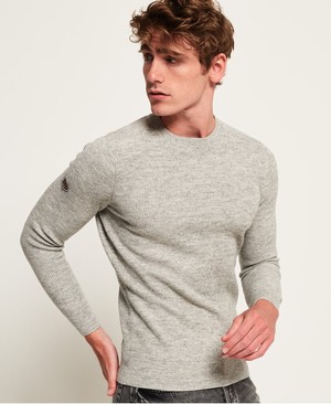 Superdry Academy Textured Crew Neck Férfi Ugró Szürke | SVWPR9756